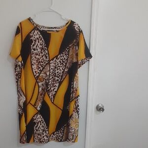 Yellow and Black Pattern Women's Dress